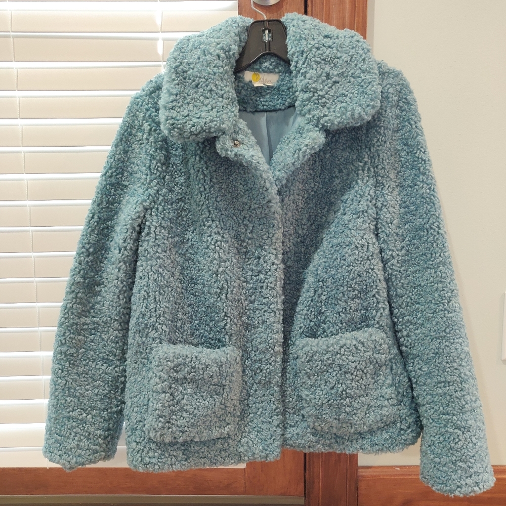 Boden aqua/blue cozy jacket sz 8